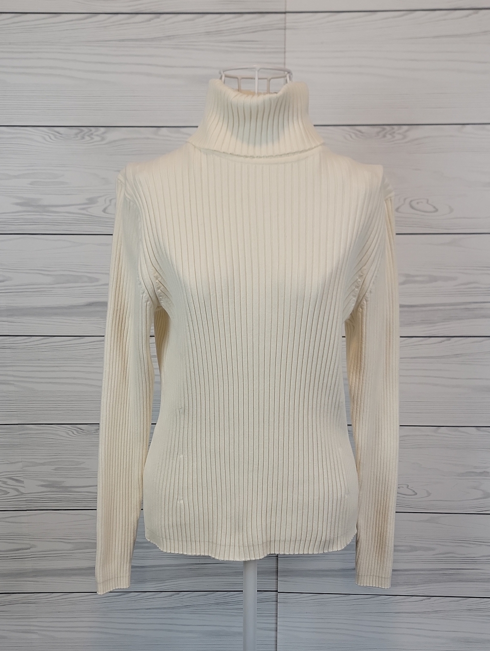 Gap Ribbed Turtleneck Long Sleeve Sweater - Cream Womens Size L